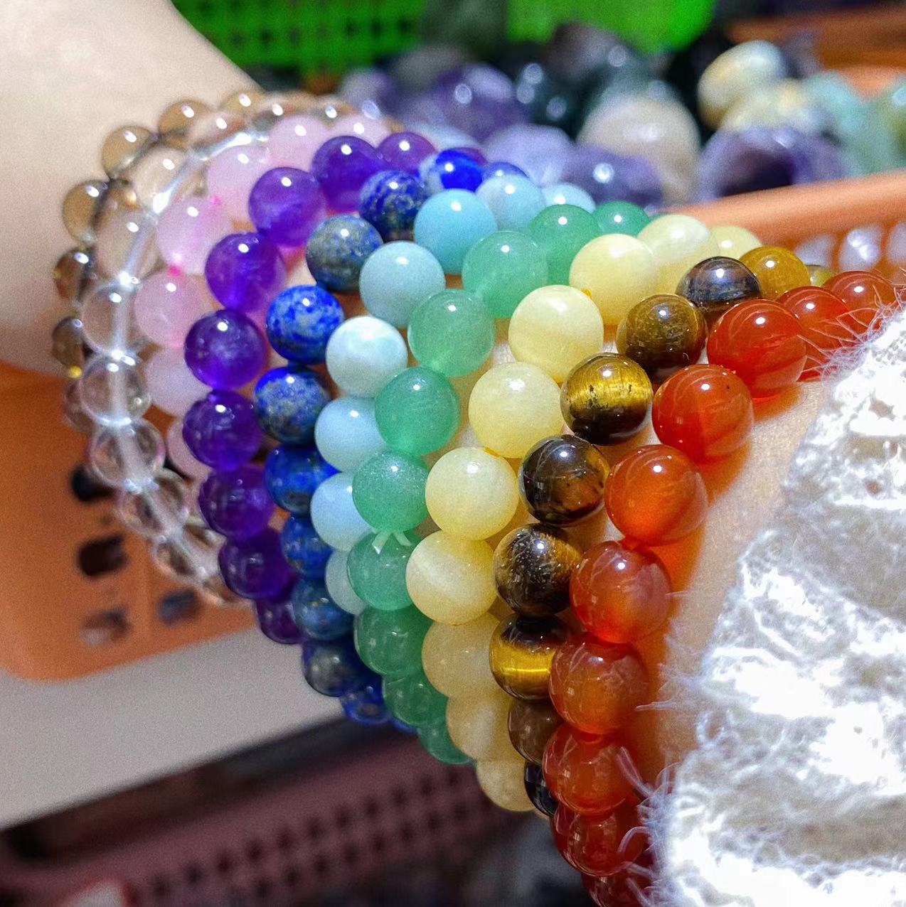 Crystal Chakra 8mm bracelet 10 pieces