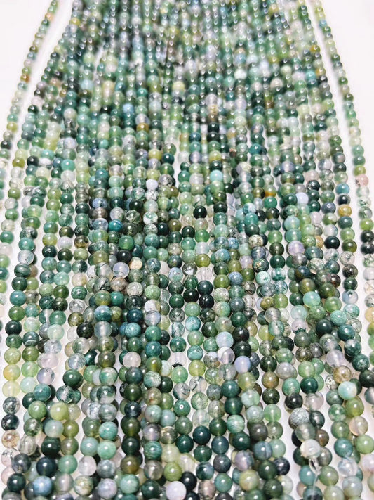 4mm Moss agate beads strand