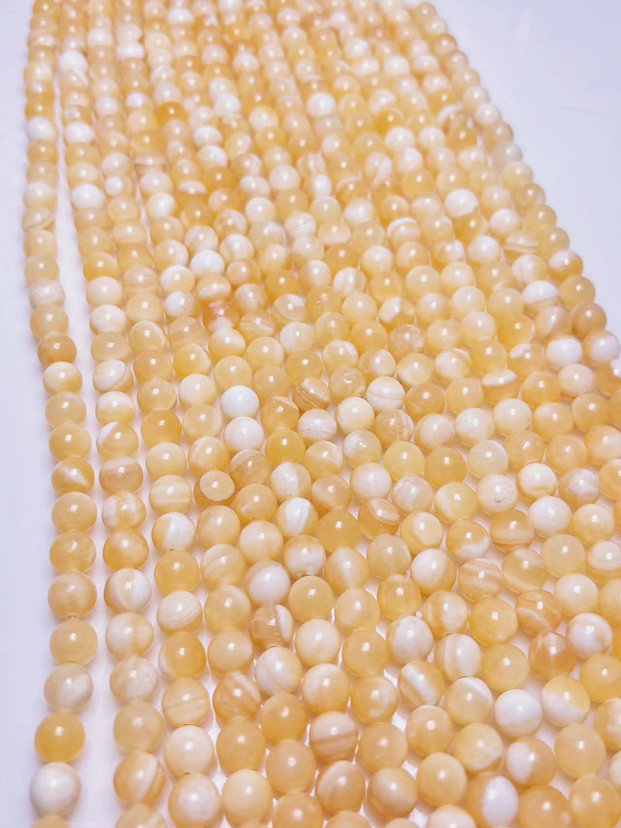 8mm Yellow calcite beads strand