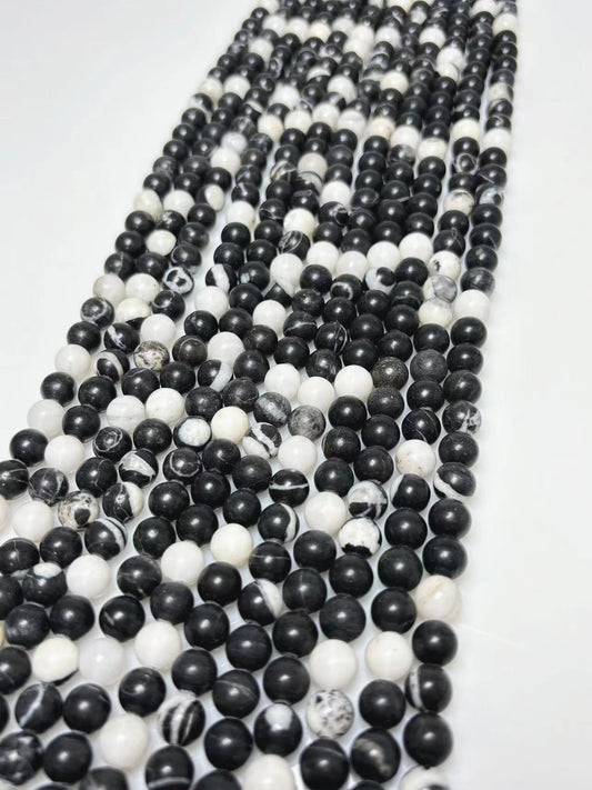 8mm Zebra stone beads strand