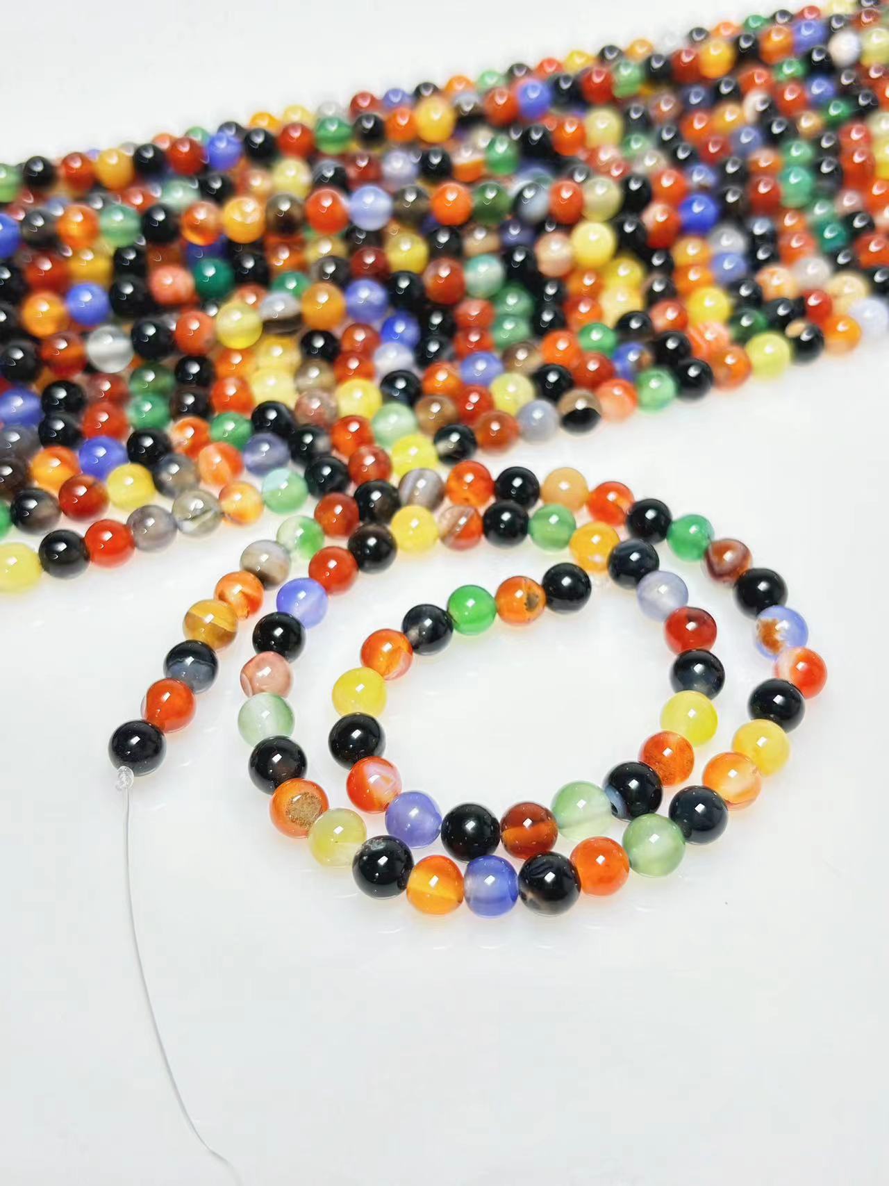 6mm Colorful agate beads strand