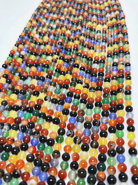 6mm Colorful agate beads strand