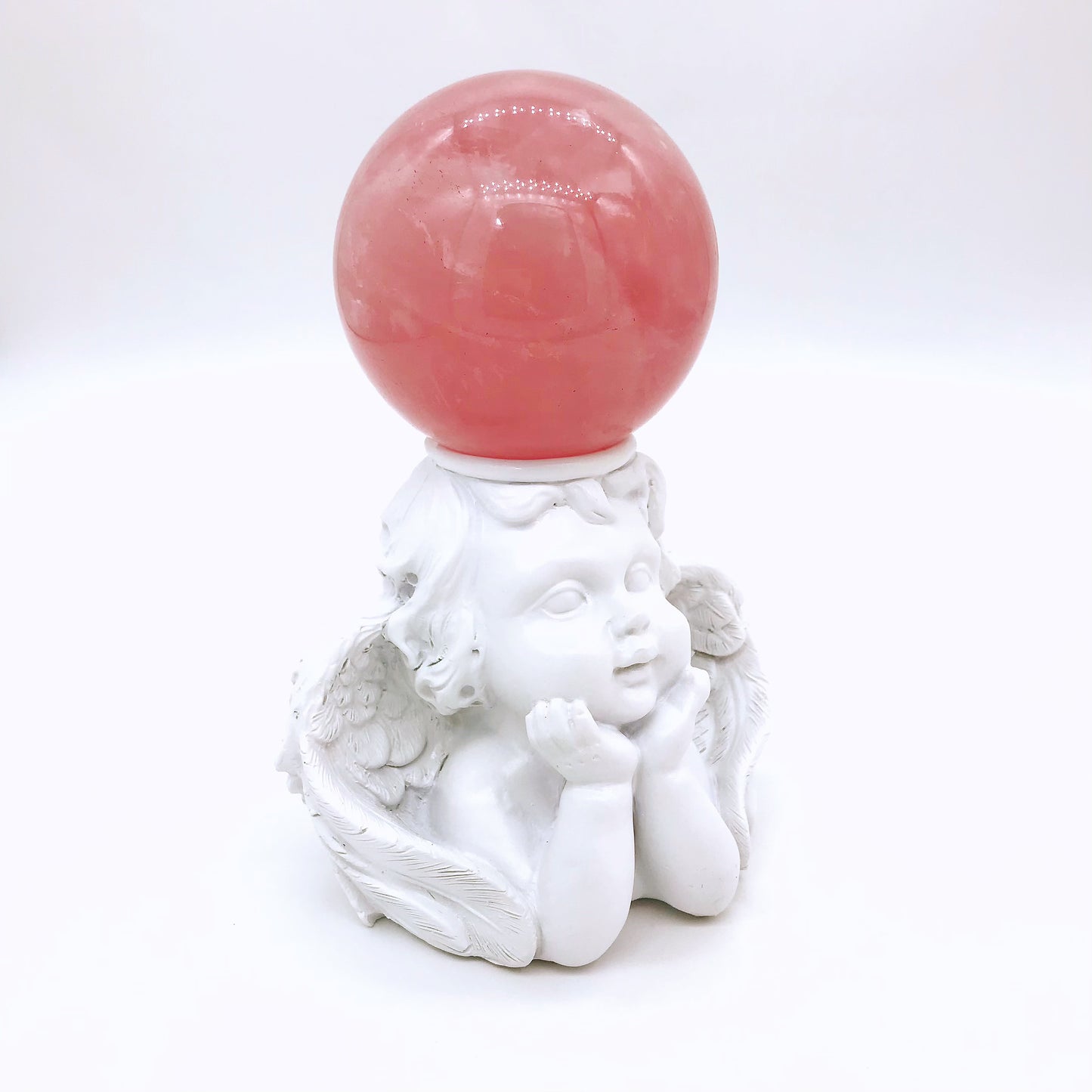 Crystal resin cute cherub sphere stand