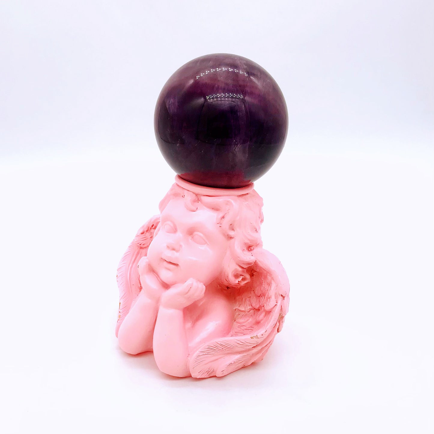 Crystal resin cute cherub sphere stand